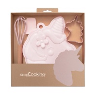 Kit gâteau licorne avec ustensiles 25,5 x 21 x 5 cm - Scrapcooking - 4 pcs.