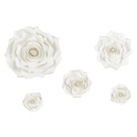 Fleurs en papier décoratif blanc - 5 pièces