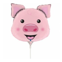 Ballon tête de cochon métallique 22 x 22 cm - Grabo - 10 unités