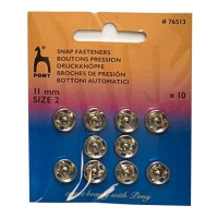 Boutons-pression nickelés de 1,1 cm - Pony - 10 paires