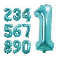 Ballon numéro 80 cm bleu turquoise