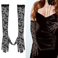 Gants longs avec des chauves-souris noires de 38 cm