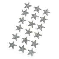 Autocollants en forme d'étoile de 2,6 cm à paillettes argentées - 18 pièces