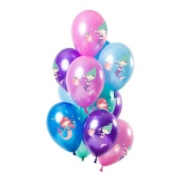 Ballons en latex sirène 27 cm - 12 unités