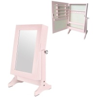 59.5 cm armoire à bijoux rose avec miroir