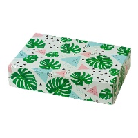 Boîte de 23,5 x 16 x 5 cm avec feuille tropicale verte