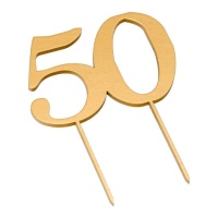 Décor de gâteau numéro 50 Décor de gâteau en bois doré