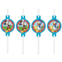 Pailles Mickey Mouse bleu - 4 pcs.