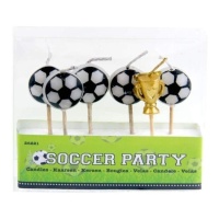 Bougies de football avec tasse et ballons - 5 pcs.