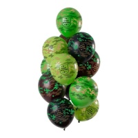 Ballons latex camouflage - 12 pcs.