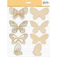 Figurines de papillons en bois assorties 7 cm - 8 pcs.