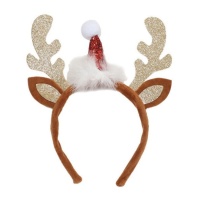 Bandeau de renne avec oreilles et chapeau de Père Noël