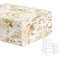 Boîte rectangulaire avec fleurs dorées - 15 pièces