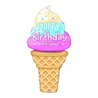 Ballon crème glacée Happy Birthday 1,88 m - Grabo