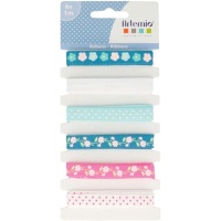 Ruban imprimé en coton floral 1 cm - Artemio - 6 pièces