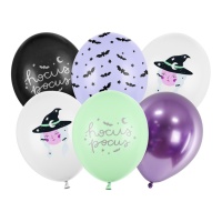 Hocus pocus Halloween ballons en latex avec sorcière 30 cm - PartyDeco - 6 pcs.