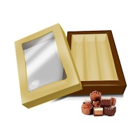 Grande boîte à chocolat dorée 21,5 x 14,5 x 3,5 cm - Pastkolor