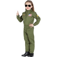 Costume de pilote de chasse militaire vert pour enfants