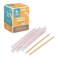 Agitateur en bois pour café de 11 cm en emballage individuel - 500 unités