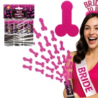 Canon de confettis en forme de pénis fuchsia - 10,5 cm (lot de 3)