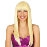 Perruque blonde longue avec franges