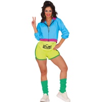Costume de roller néon des années 80 pour femme
