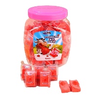 Gommes en forme de briques de lait aux fraises, remplies de gelée, 18 g - 50 unités