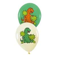 Ballons en latex à motif de Dinosaure Vert de 30 cm - 6 unités