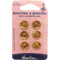 Boutons-pression plaqués or de 1,3 cm - Hemline - 6 paires