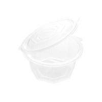 Récipient en plastique transparent de 1 L avec couvercle rond à charnière - 1 pcs.