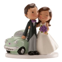 Figurine pour gâteau de mariage des mariés avec voiture 12 cm - Dekora