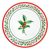 Assiettes de Noël Holly 23 cm - 6 pcs.