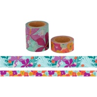 Ruban Washi fleurs et feuilles - 5 m