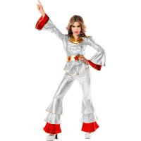 Costume de style disco gris métallisé pour femmes