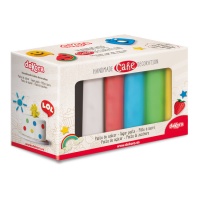 Set de fondant de 6 couleurs primaires de 600 gr.