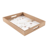 Plateau de service fleuri au romarin 40 x 30 cm - DCasa