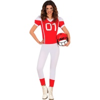 Costume de rugbyman rouge pour femme