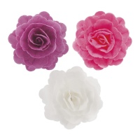 Gaufrettes assorties à la fleur de rose 6,5 cm - Dekora - 15 unités