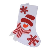 Chaussette bonhomme de neige blanche 43 cm