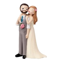 Figurine pour gâteau d'une mariée et d'un marié s'embrassant sur le dos 21 cm
