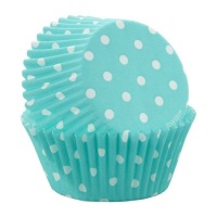 Coupes à cupcake bleues à pois blancs 5 cm - Wilton - 75 pcs.