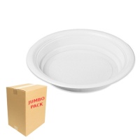 Assiettes creuses rondes en plastique blanc de 20,5 cm - 1000 pcs.