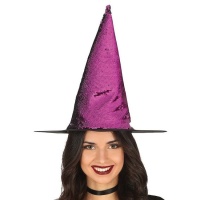 Chapeau de sorcière lilas avec paillettes