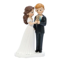 Figurine de toast pour gâteau de mariage avec marié blond 11,8 x 19,5 cm