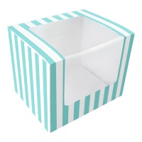 Boîte à pâtisserie blanche et bleue avec fenêtre, 12,5 x 10 cm - 1 pc.
