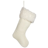 Chaussette blanche classique du Père Noël 44 cm