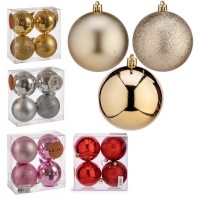 Boules de Noël textures assorties 8 cm - 4 unités