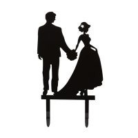 Dessus de gâteau en acrylique d'une mariée et d'un marié se tenant par la main - Pastkolor