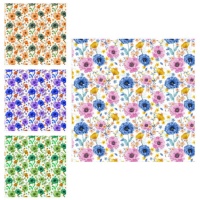 Tissu de coton fleurs colorées Hellen - Indigo