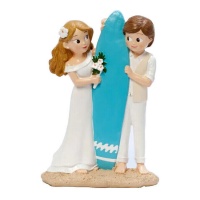 Figurine pour le gâteau des mariés surfeurs 19 cm